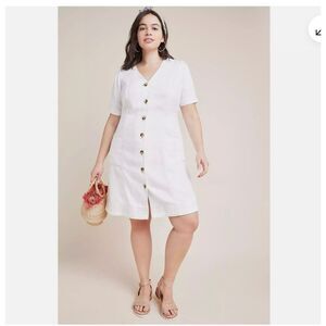 Anthropologie Pilcro White Denim Button-Up Dress 2P